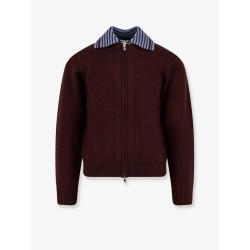 Wool cardigan with contrasting collar