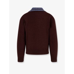 Wool cardigan with contrasting collar