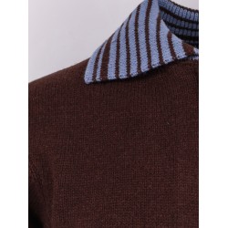 Wool cardigan with contrasting collar
