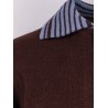 Wool cardigan with contrasting collar