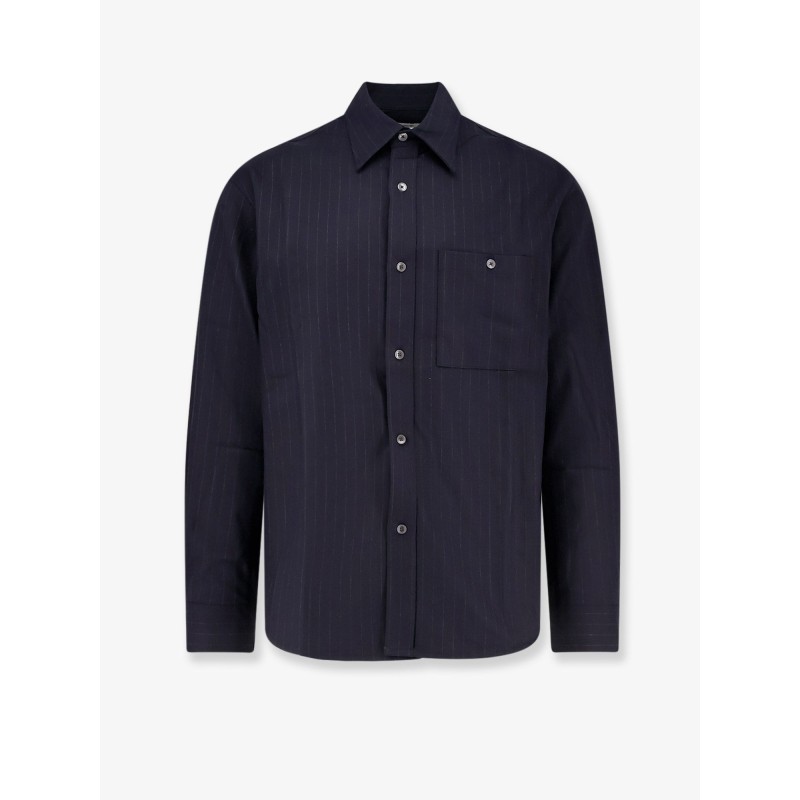 Wool blend striped shirt