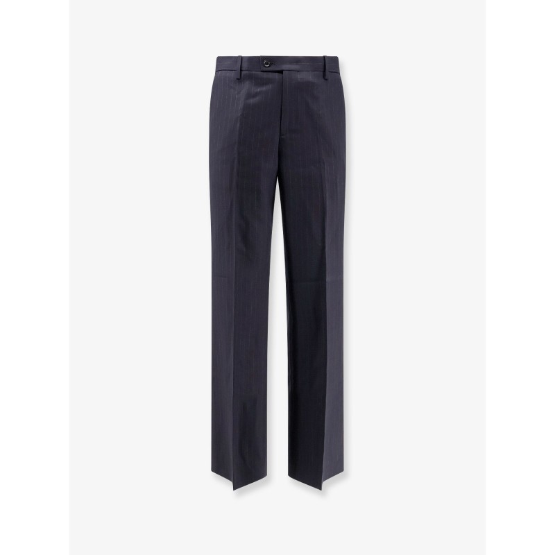 Wool blend pinstriped trousers