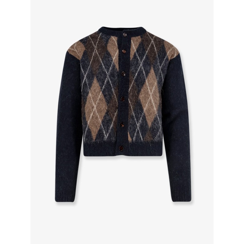Diamond pattern alpaca blend cardigan