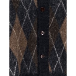 Diamond pattern alpaca blend cardigan