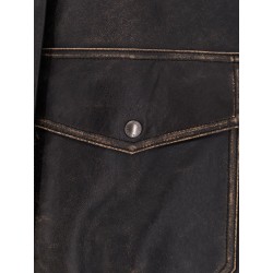 Leather jacket with shearling collar