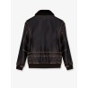 Leather jacket with shearling collar