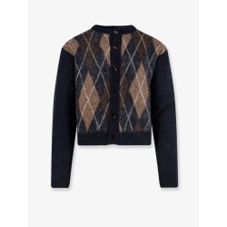 Unisex diamond pattern alpaca blend cardigan