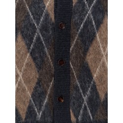 Unisex diamond pattern alpaca blend cardigan