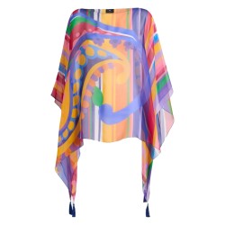 PAISLEY PRINT SILK PONCHO TOP