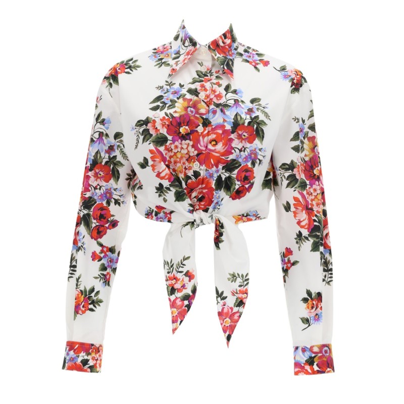 FLORAL PRINT CROP SHIRT