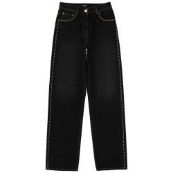 JEANS WITH STUDS AND CRYSTALS DECORATION