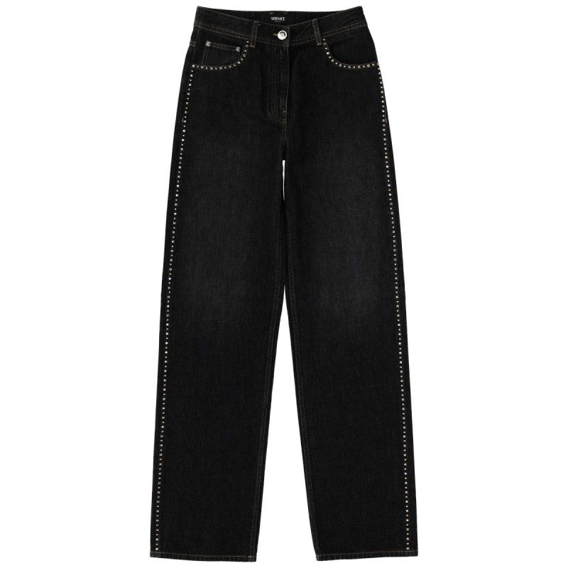 JEANS WITH STUDS AND CRYSTALS DECORATION