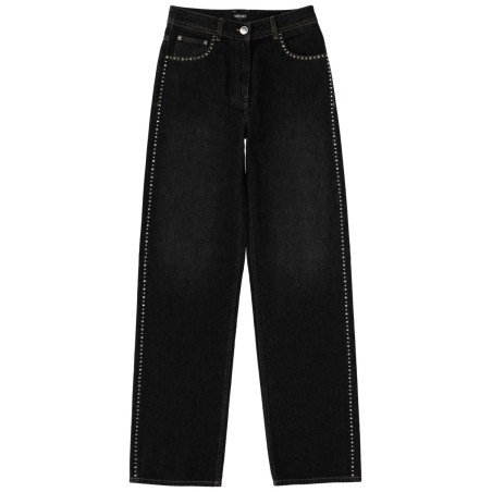 JEANS WITH STUDS AND CRYSTALS DECORATION