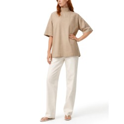 COTTON TOP WITH RAISED COLLAR