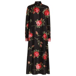 ROSE BOUQUET PRINT TWILL LONG DRESS