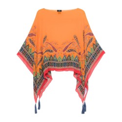 PONCHO TOP WITH PAISLEY PATTERN