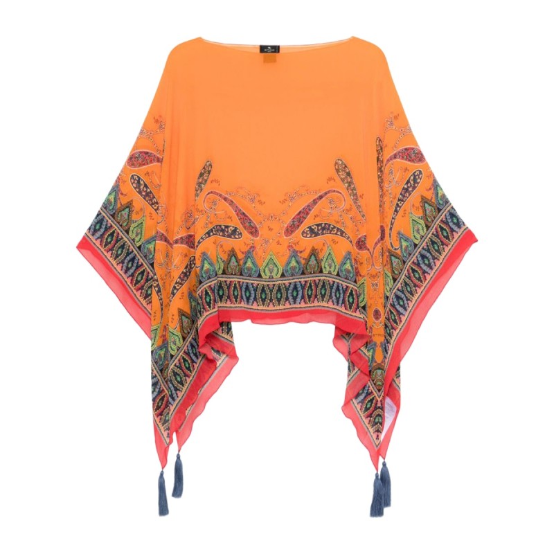 PONCHO TOP WITH PAISLEY PATTERN