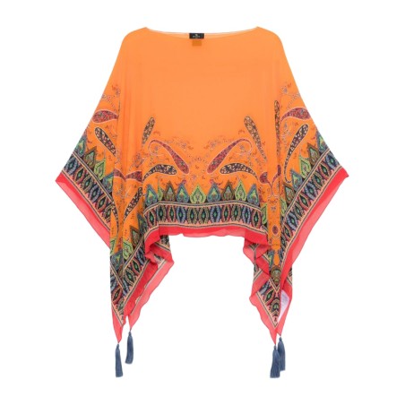 PONCHO TOP WITH PAISLEY PATTERN
