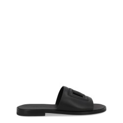 LEATHER SLIDE WITH LOGO