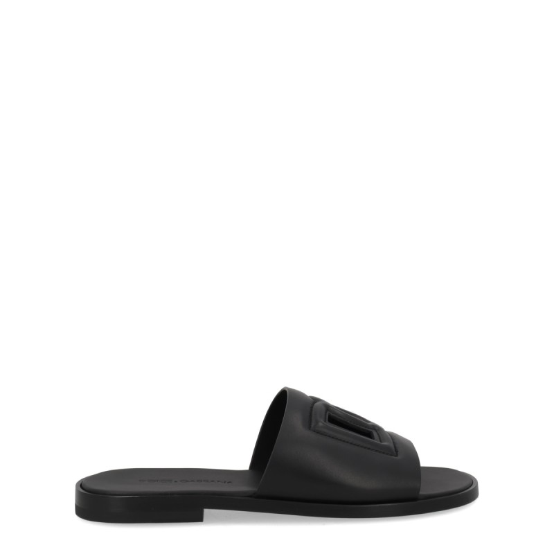 LEATHER SLIDE WITH LOGO