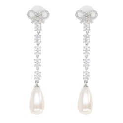 "BOW PEARL DROPLET" EARRINGS