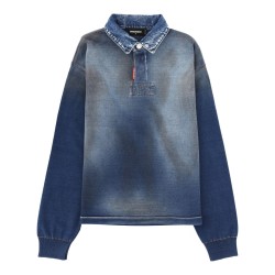 POLO SHIRT WITH DENIM EFFECT
