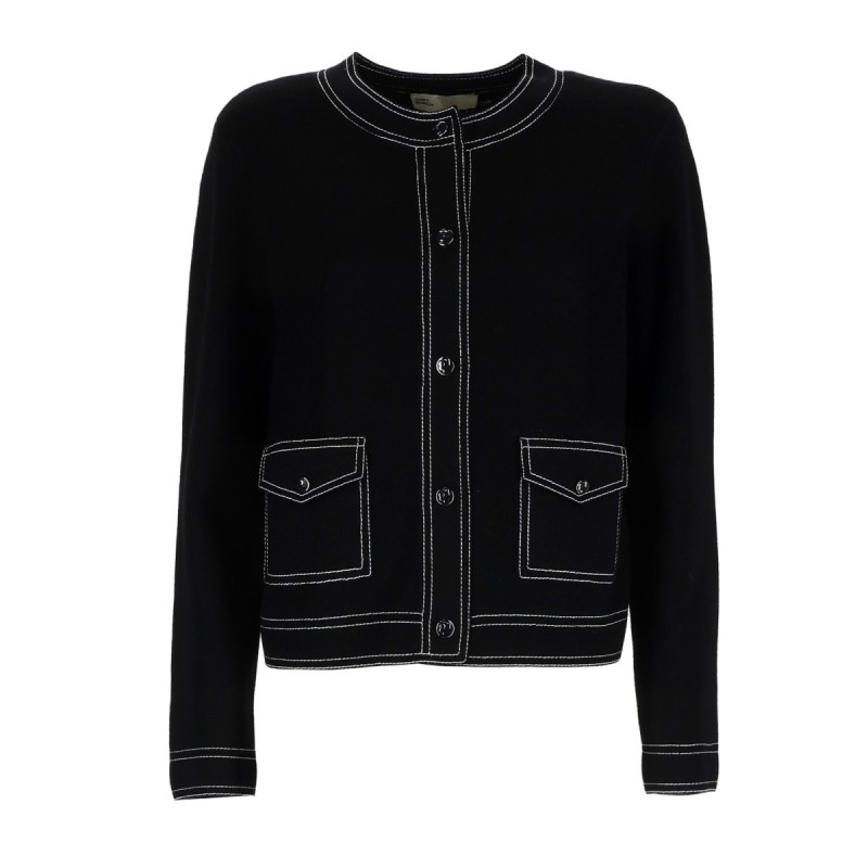 TOPSTITCHED CARDIGAN