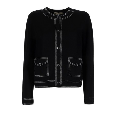 TOPSTITCHED CARDIGAN