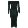 VISCOSE GATHERED MIDI DRESS