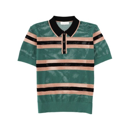 PERFORATED "MERCY STRIPE" POLO SHIRT