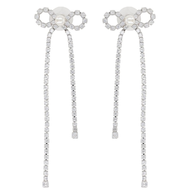 "CRYSTAL DROPLET BOW" EARRINGS