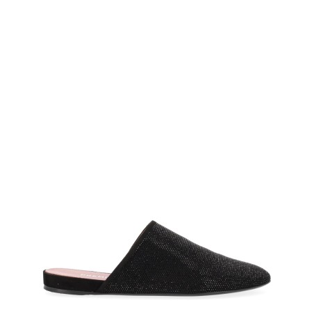 LEATHER SLIPPER WITH RHINESTONES