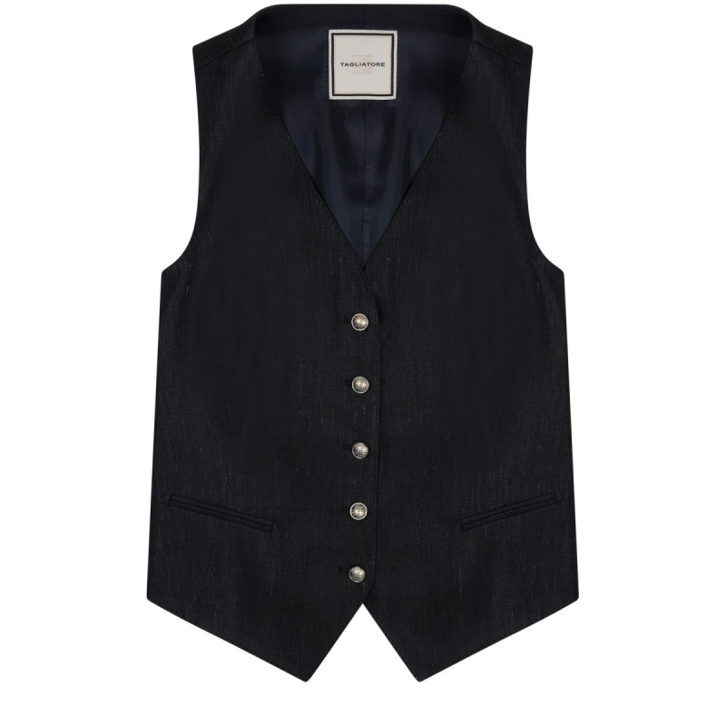 GILET IN LINO CON BOTTONI