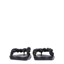 LEATHER SLIDE SANDALS