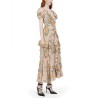 FLORAL PRINT RUCHED SILK DRESS