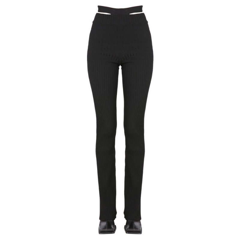 RIBBED TROUSERS WITH CUT OUT BELT