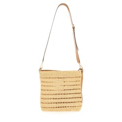 PERFORATED RAFFIA SHOULDER BAG