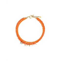 GLASS AND BRASS BEAD NECKLACE