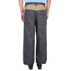 COTTON FABRIC PANTS WITH GG INSERTS