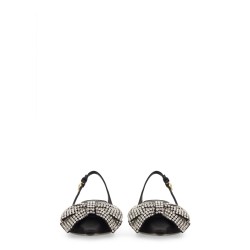 SATIN SLING-BACK WITH RHINESTONE EMBROIDERY
