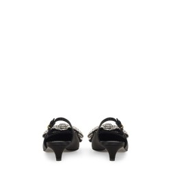 SATIN SLING-BACK WITH RHINESTONE EMBROIDERY