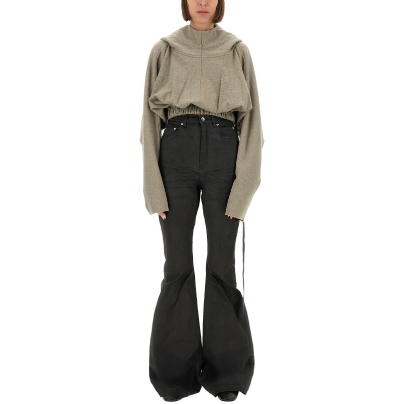 CROPPED HOODED TUNIC SWEATSHIRT