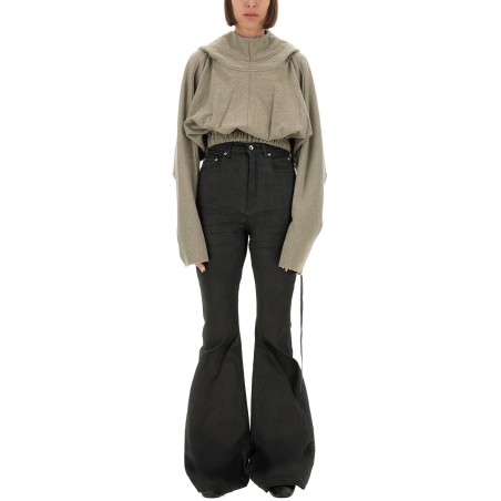 CROPPED HOODED TUNIC SWEATSHIRT