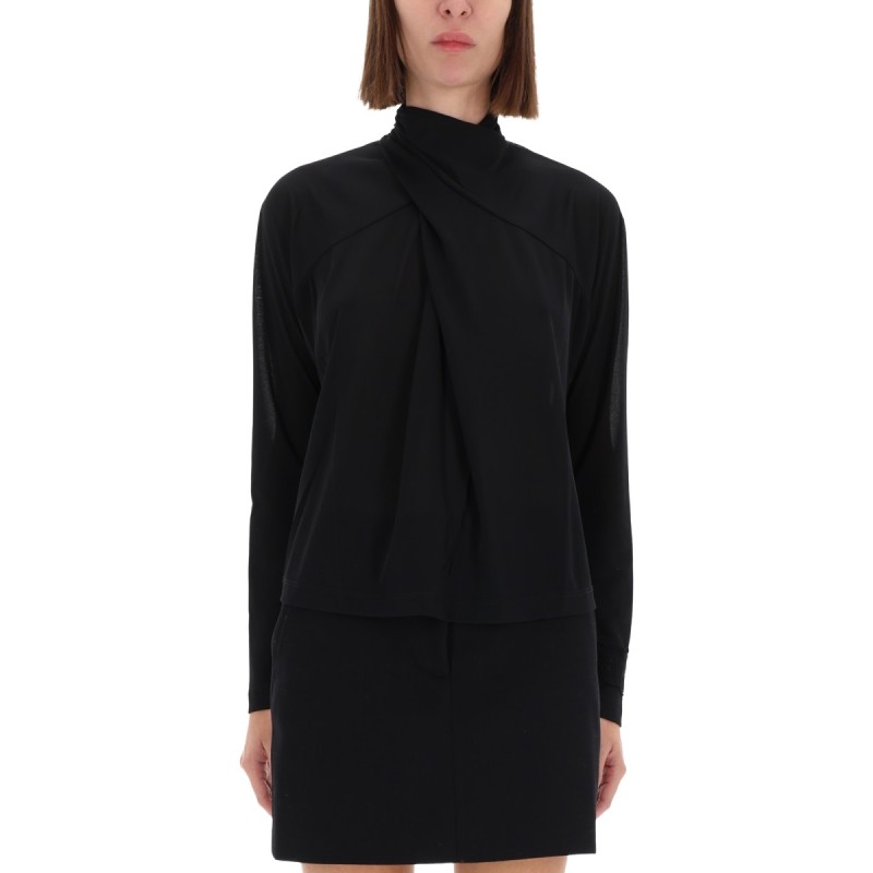 SHIRT WITH DRAPED COLLAR