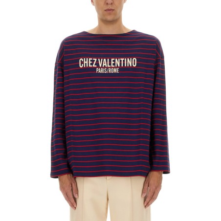 LONG SLEEVE T-SHIRT WITH "CHEZ VALENTINO" PRINT