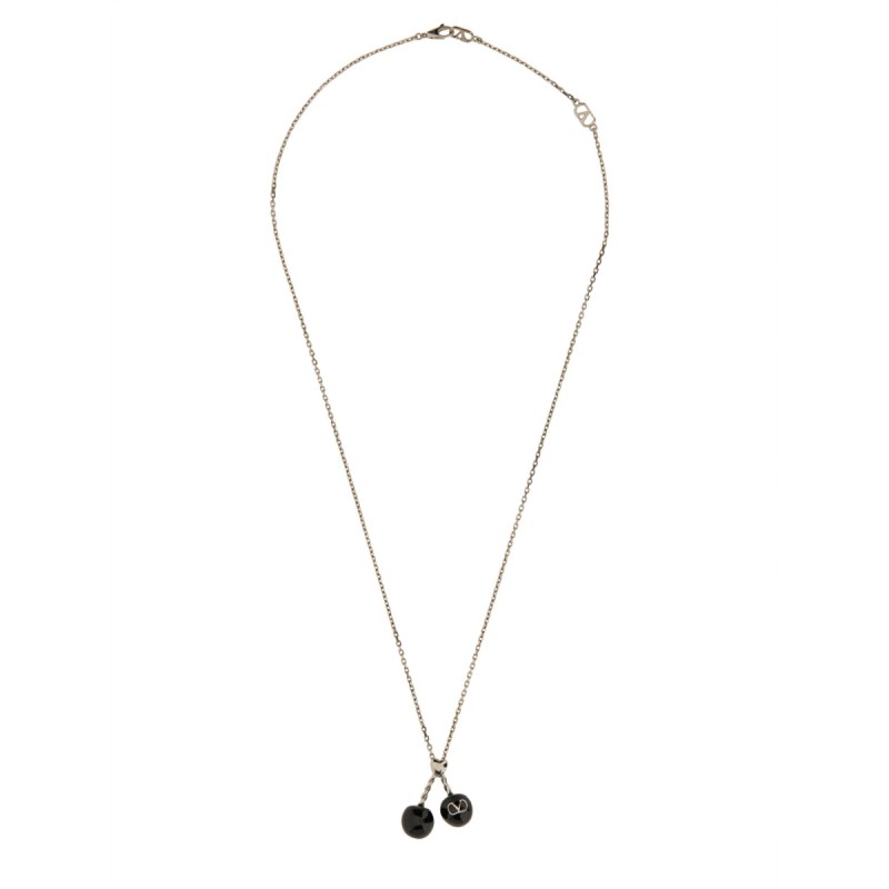CHEZ VALENTINO METAL AND ENAMEL NECKLACE