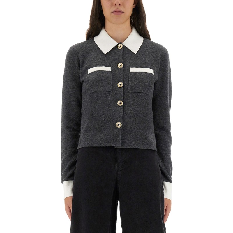 CARDIGAN WITH CONTRASTING COLLAR