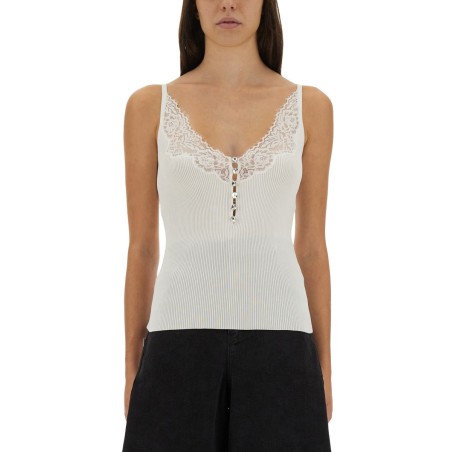RIBBED KNIT TOP WITH LACE