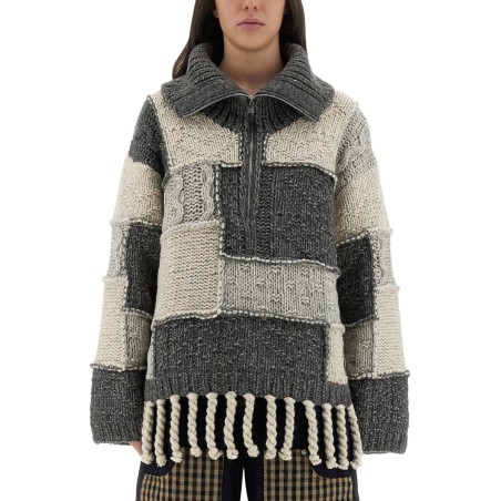 PATCHWORK JERSEY WITH BANGS