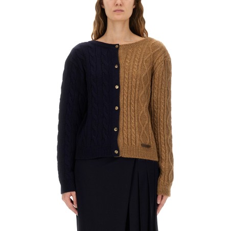 TWO-TONE ALPACA BLEND CARDIGAN